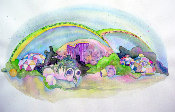 Limited edition digital print created for The Journal of Aesthetics and Protest's Slide Archive and Library (participants receive print as certificate of participation), 2005 original is watercolor and gouache on paper 18 x 24 inches
